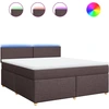 Image de vidaXL Lit boxspring avec matelas brun foncé 180x200 cm Tissu