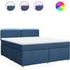 Image de vidaXL Lit boxspring avec matelas bleu 180x200 cm Tissu