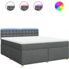 Image de vidaXL Lit boxspring avec matelas gris foncé 180x200 cm Tissu