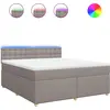 Image de vidaXL Lit boxspring avec matelas Taupe 180x200 cm Tissu
