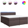 Image de vidaXL Lit boxspring avec matelas brun foncé 200x200 cm Tissu