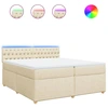 Image de vidaXL Lit boxspring avec matelas Crème 200x200 cm Tissu