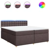 Image de vidaXL Lit boxspring avec matelas brun foncé 200x200 cm Tissu