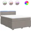 Image de vidaXL Lit boxspring avec matelas Taupe 140x190 cm Tissu