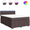 Image de vidaXL Lit boxspring avec matelas Marron foncé 140x200 cm Tissu
