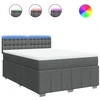 Image de vidaXL Lit boxspring avec matelas gris foncé 140x200 cm Tissu