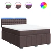 Image de vidaXL Lit boxspring avec matelas Marron foncé 140x200 cm Tissu