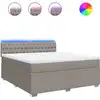Image de vidaXL Lit boxspring avec matelas Taupe 180x200 cm Tissu
