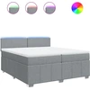 Image de vidaXL Lit boxspring avec matelas gris clair 200x200 cm Tissu