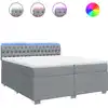 Image de vidaXL Lit boxspring avec matelas gris clair 200x200 cm Tissu
