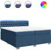 Image de vidaXL Lit boxspring avec matelas bleu 200x200 cm Tissu