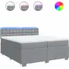 Image de vidaXL Lit boxspring avec matelas gris clair 200x200 cm Tissu