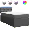 Image de vidaXL Lit boxspring avec matelas gris foncé 90x190 cm Tissu
