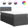Image de vidaXL Lit boxspring avec matelas gris foncé 90x190 cm Tissu