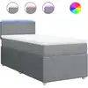 Image de vidaXL Lit boxspring avec matelas gris clair 90x200 cm Tissu