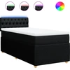 Image de vidaXL Lit boxspring avec matelas noir 90x200 cm Tissu