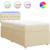 Image de vidaXL Lit boxspring avec matelas Crème 90x200 cm Tissu