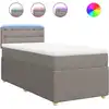 Image de vidaXL Lit boxspring avec matelas Taupe 90x200 cm Tissu