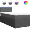 Image de vidaXL Lit boxspring avec matelas gris foncé 100x200 cm Tissu