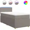 Image de vidaXL Lit boxspring avec matelas Taupe 100x200 cm Tissu