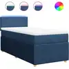 Image de vidaXL Lit boxspring avec matelas bleu 100x200 cm Tissu