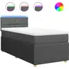 Image de vidaXL Lit boxspring avec matelas gris foncé 100x200 cm Tissu