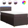 Image de vidaXL Lit boxspring avec matelas brun foncé 100x200 cm Tissu