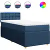 Image de vidaXL Lit boxspring avec matelas bleu 100x200 cm Tissu