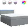 Image de vidaXL Lit boxspring avec matelas gris clair 140x190 cm Tissu