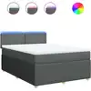 Image de vidaXL Lit boxspring avec matelas gris foncé 140x190 cm Tissu