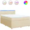 Image de vidaXL Lit boxspring avec matelas Crème 140x190 cm Tissu