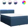 Image de vidaXL Lit boxspring avec matelas bleu 140x190 cm Tissu