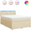 Image de vidaXL Lit boxspring avec matelas Crème 140x190 cm Tissu