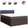 Image de vidaXL Lit boxspring avec matelas brun foncé 140x190 cm Tissu