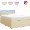 Image de vidaXL Lit boxspring avec matelas Crème 140x190 cm Tissu