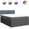 Image de vidaXL Lit boxspring avec matelas gris foncé 140x200 cm Tissu