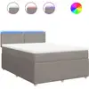 Image de vidaXL Lit boxspring avec matelas Taupe 140x200 cm Tissu