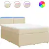 Image de vidaXL Lit boxspring avec matelas Crème 140x200 cm Tissu