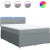 Image de vidaXL Lit boxspring avec matelas gris clair 140x200 cm Tissu