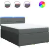 Image de vidaXL Lit boxspring avec matelas gris foncé 140x200 cm Tissu