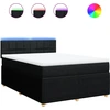 Image de vidaXL Lit boxspring avec matelas noir 140x200 cm Tissu
