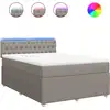 Image de vidaXL Lit boxspring avec matelas Taupe 140x200 cm Tissu