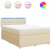 Image de vidaXL Lit boxspring avec matelas Crème 140x200 cm Tissu