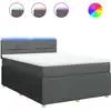 Image de vidaXL Lit boxspring avec matelas gris foncé 160x200 cm Tissu