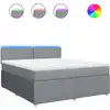 Image de vidaXL Lit boxspring avec matelas gris clair 180x200 cm Tissu