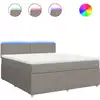 Image de vidaXL Lit boxspring avec matelas Taupe 180x200 cm Tissu