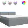 Image de vidaXL Lit boxspring avec matelas gris clair 180x200 cm Tissu