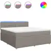 Image de vidaXL Lit boxspring avec matelas Taupe 180x200 cm Tissu