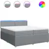 Image de vidaXL Lit boxspring avec matelas gris clair 200x200 cm Tissu