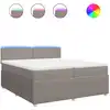 Image de vidaXL Lit boxspring avec matelas Taupe 200x200 cm Tissu